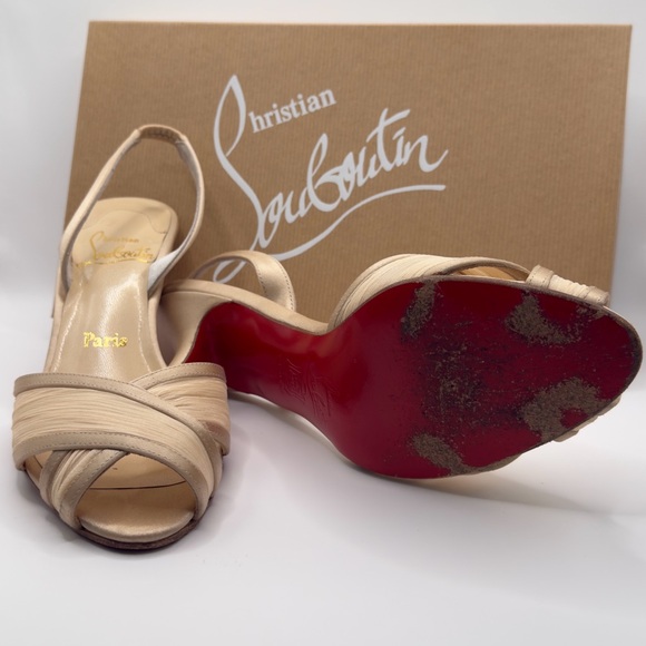 Christian Louboutin Cream Strappy Heels - Picture 3 of 7